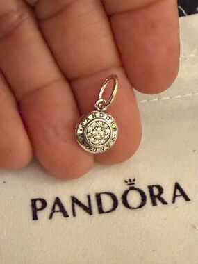 Pandora Silver Pavé Circle Dangle Charm